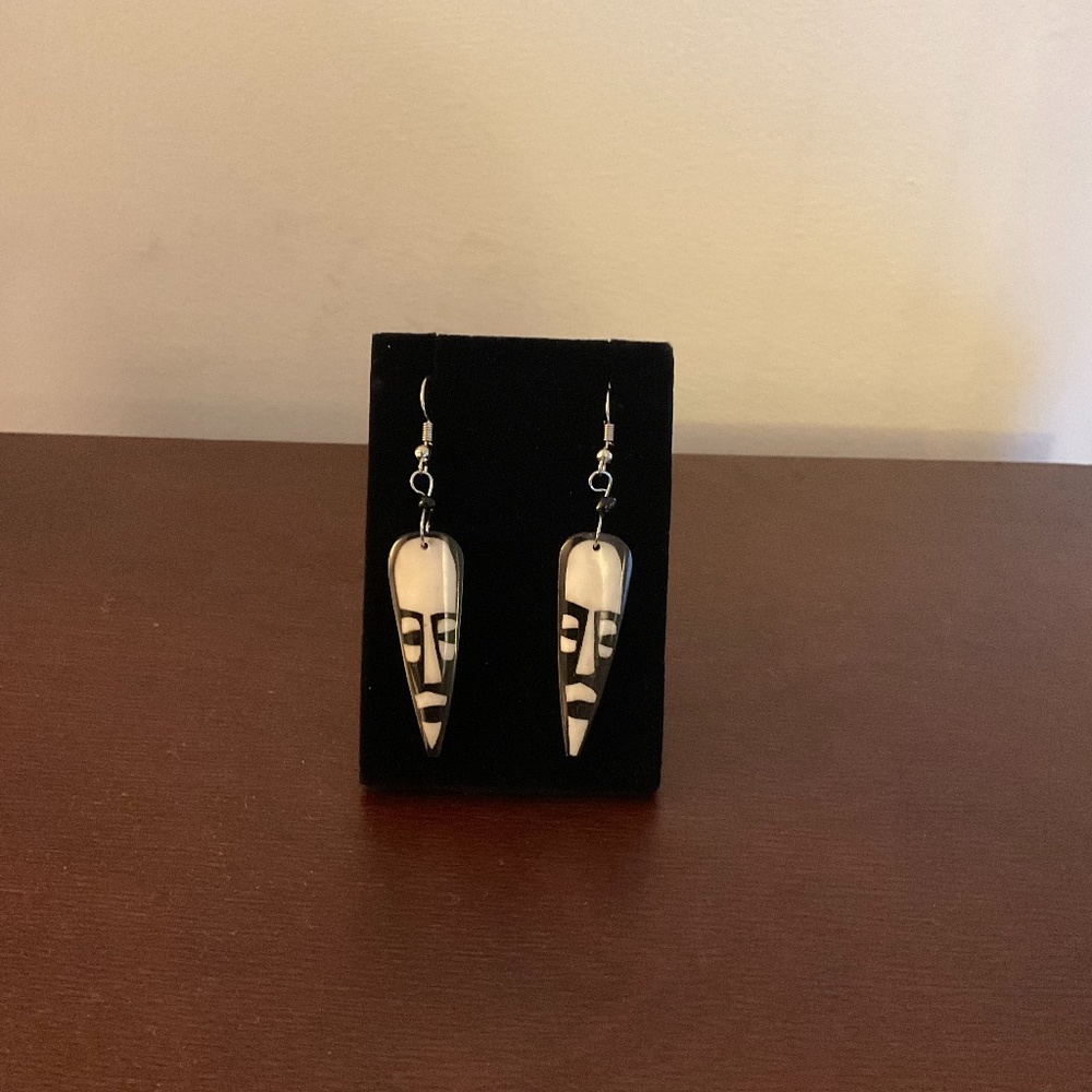 Adinkra Bone Earrings - Picture 1 of 3